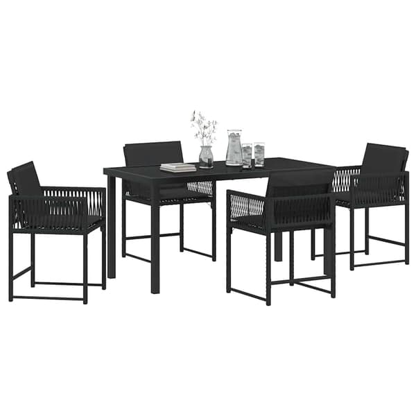 vidaXL Hage Spisegruppe 5 pcs Svart polyrotting