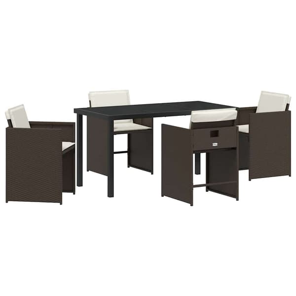 vidaXL Hage Spisegruppe 5 pcs Brun polyrotting