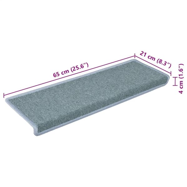 vidaXL Trappmattor 15 st 65x21x4 cm havsblå rektangulär kant