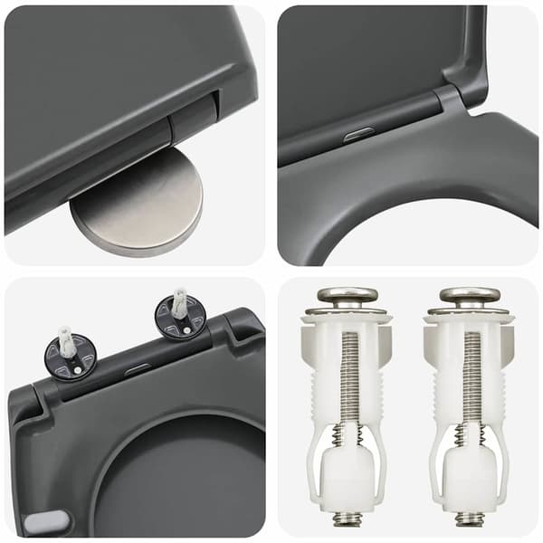 vidaXL Antracit Duroplast Standard Toalettsits Oval Samtida