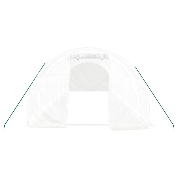 vidaXL Växthus med stålram vit 24 m² 8x3x2 m