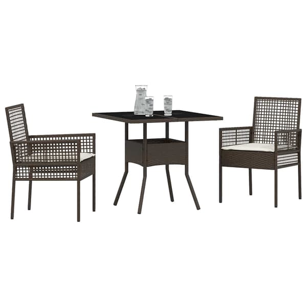 vidaXL Trädgårdsmöbelset 3 pcs Brun konstrotting