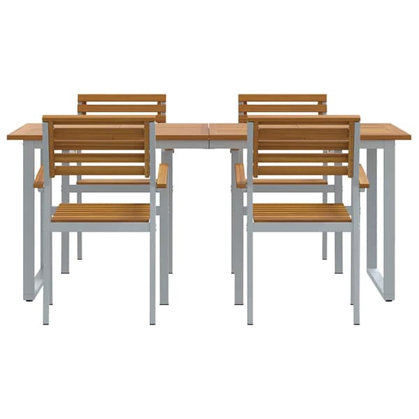 vidaXL Hage Spisegruppe 5 pcs Grå Solid akasietre