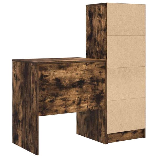 vidaXL Skrivebord med lagring med skuff 2 pcs Røkt eik 70 x 50 x 76 cm