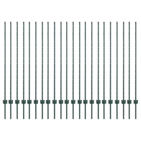 vidaXL Stängselstolpe 22 pcs Grön 180 cm Stål
