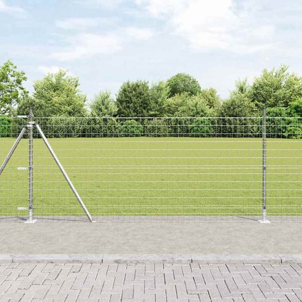 vidaXL Gjerde med stolpe sølv 1 x 10 m Stål