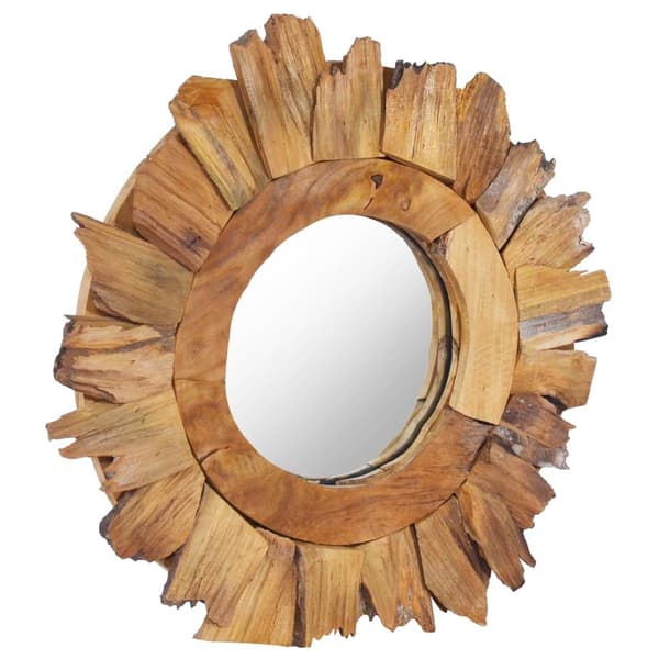 vidaXL Väggspegel rund 40 cm teak