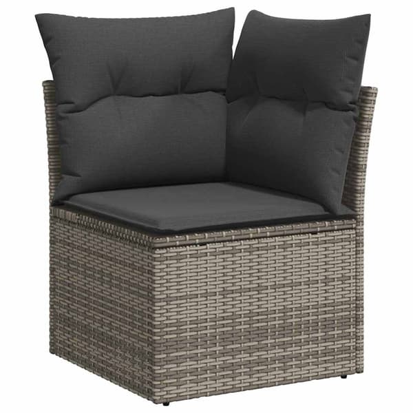 vidaXL Trädgårdsoffset med kudde 11 pcs Grå konstrotting