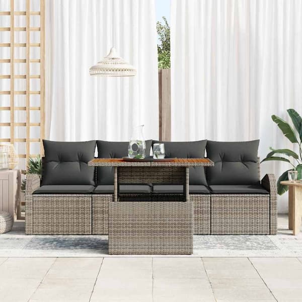 vidaXL Trädgårdsoffset med lagring 5 pcs Grå Poly rattan