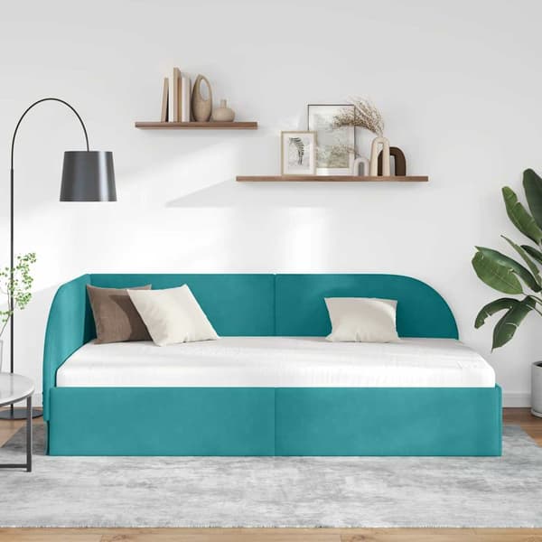 vidaXL Hörnssängram Turkos 90 x 190 cm Sammet