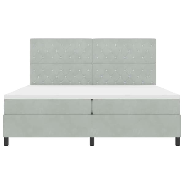 vidaXL Bäddfjäder med madrass Ljusgrå 200 x 200 cm Sammet