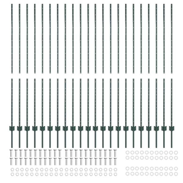 vidaXL Stängselstolpe 22 pcs Grön 200 cm Stål