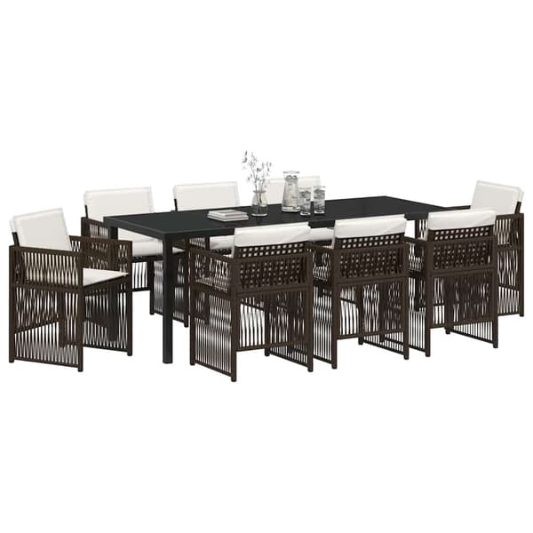 vidaXL Trädgårdsmöbelset 9 pcs Brun Pulverlackerat stål