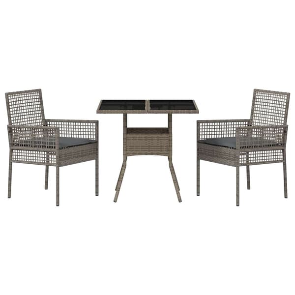vidaXL Trädgårdsmöbelset 3 pcs Grå konstrotting