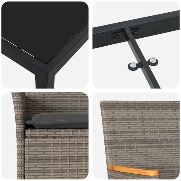 vidaXL 5-delat trädgårdsdining set med kuddar ljusgrå poly rattan