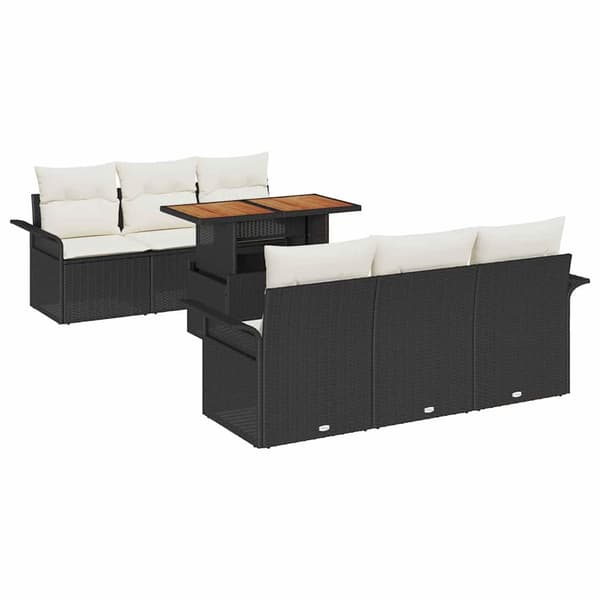 vidaXL Trädgårdsoffset med lagring 7 pcs Svart Poly rattan