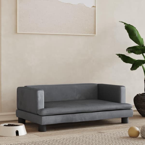 vidaXL Hundbädd mörkgrå 80x45x30 cm sammet