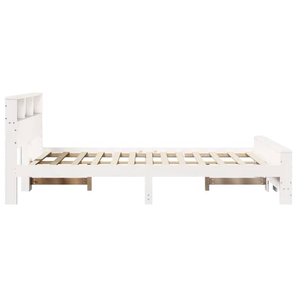 vidaXL Sengestamme med hodegjerde Hvit 140 x 190 cm Konstruert tre