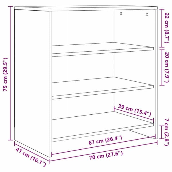 vidaXL Sideboard Brun 70 x 41 x 75 cm Konstruerat trä