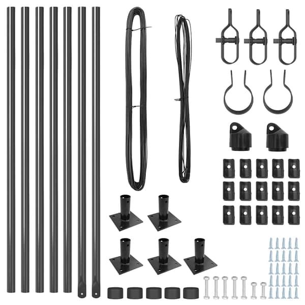 vidaXL Gjerdepåle 7 pcs Grå Stål