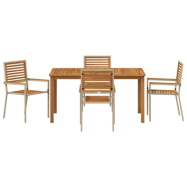 vidaXL Hage Spisegruppe 5 pcs Beige Solid akasietre