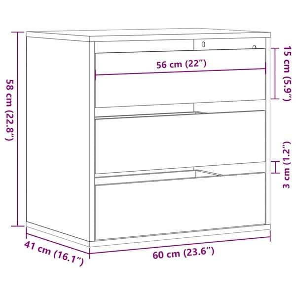 vidaXL Kommode svart 60x41x58 cm konstruert tre