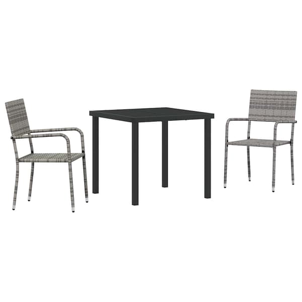 vidaXL Hage Spisegruppe med pute 3 pcs Grå polyrotting