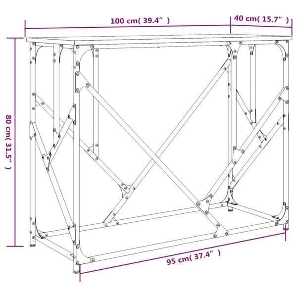 vidaXL Konsollbord grå sonoma 100x40x80 cm konstruert tre