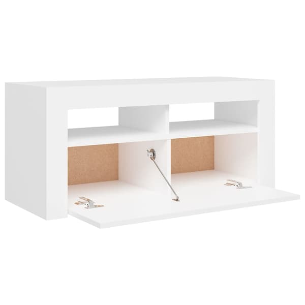 vidaXL TV-benk med LED-lys hvit 90x35x40 cm