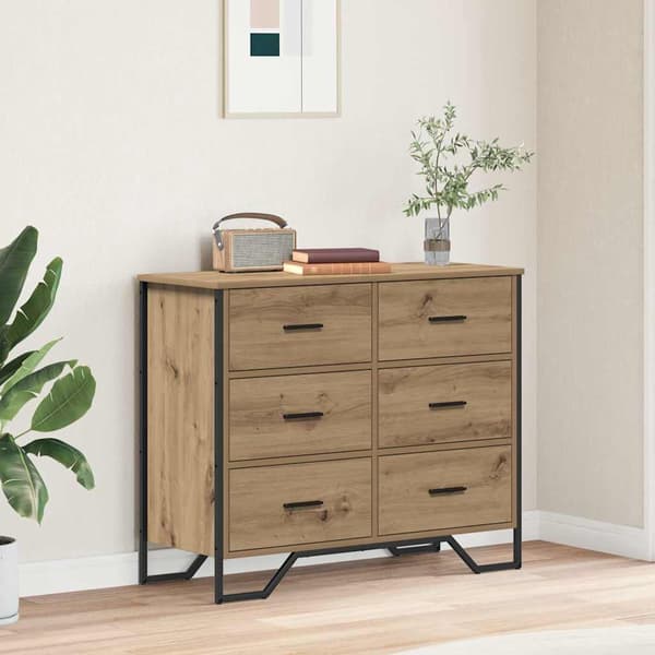 vidaXL Kommode med skuff 2 pcs Artisan Eik 91 x 35,5 x 74,5 cm