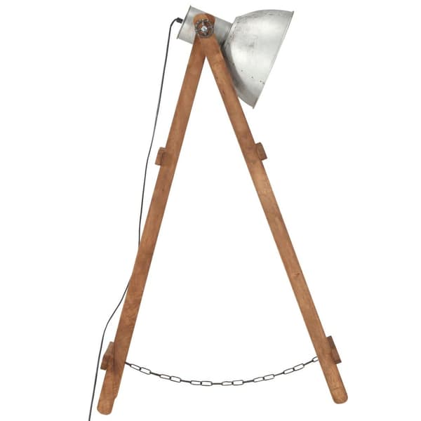 vidaXL Golvlampa silver E27 massivt mangoträ