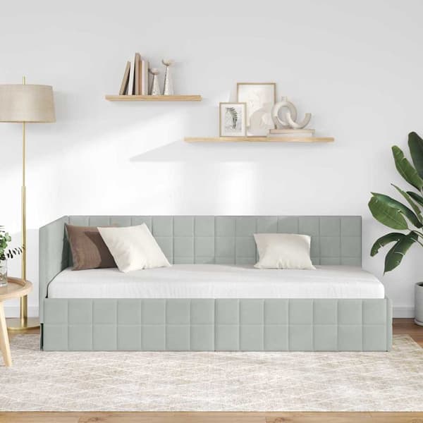vidaXL Hörnssängram Ljusgrå 80 x 200 cm Sammet