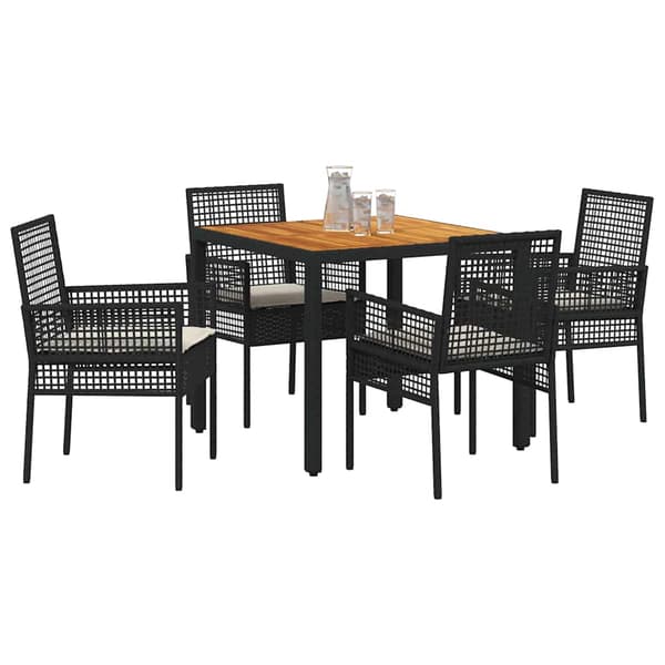 vidaXL Trädgårdsmöbelset 5 pcs Svart konstrotting