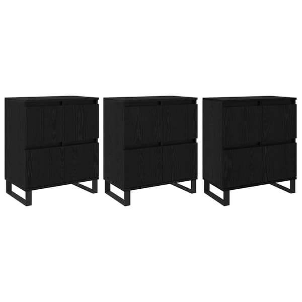 vidaXL Serviesskap 3 pcs Svart Eik 60 x 35 x 70 cm