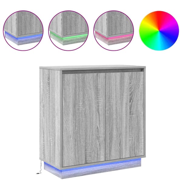 vidaXL LED sideboard for Grå sonoma 71 x 34,5 x 75 cm Konstruert tre