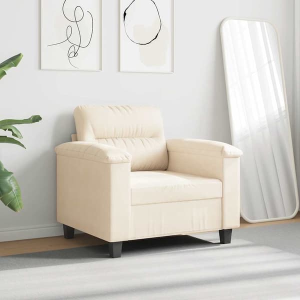 vidaXL Fåtölj beige 60 cm mikrofibertyg