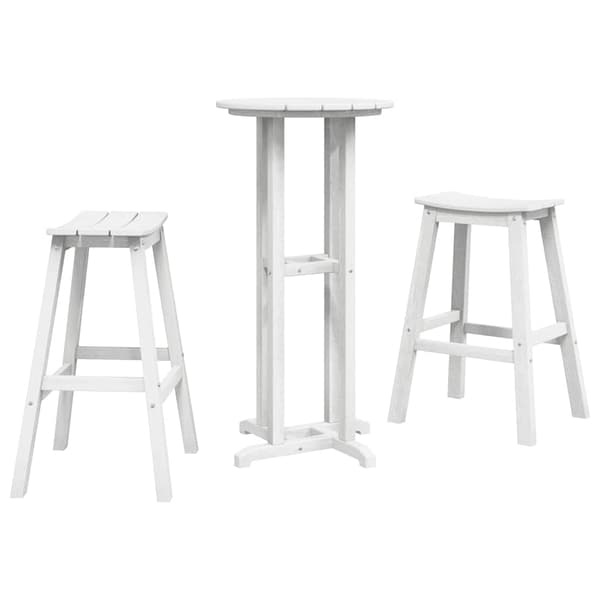 vidaXL Hage bar sett 3 pcs Hvit HDPE