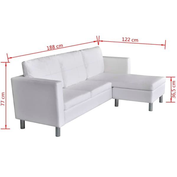 vidaXL Divansoffa 3-sits konstläder vit