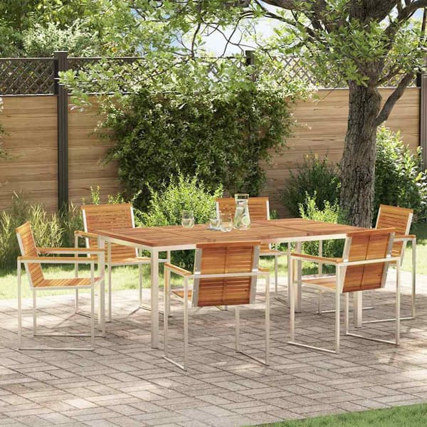 vidaXL Hage Spisegruppe 7 pcs Brun Solid akasietre