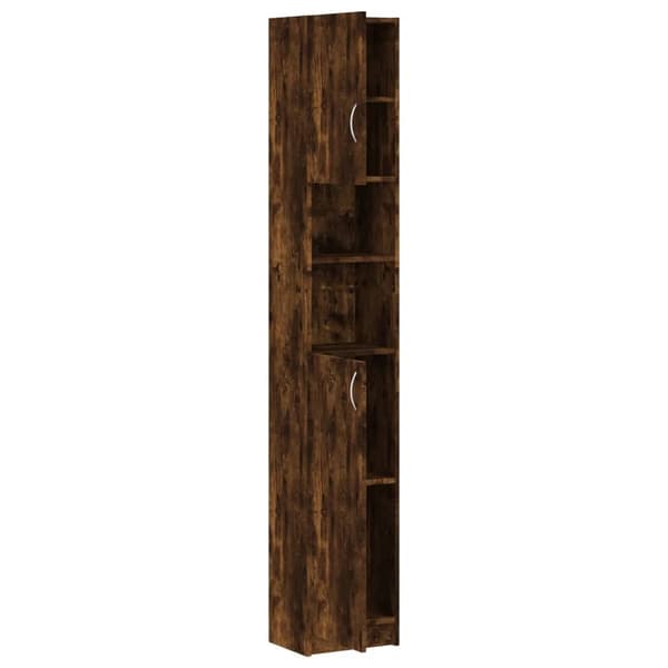 vidaXL Baderomsskap røkt eik 32x25,5x190 cm konstruert tre