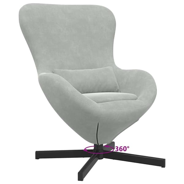 vidaXL Äggfåtölj Ljusgrå 63 x 73 x 90 cm Sammet