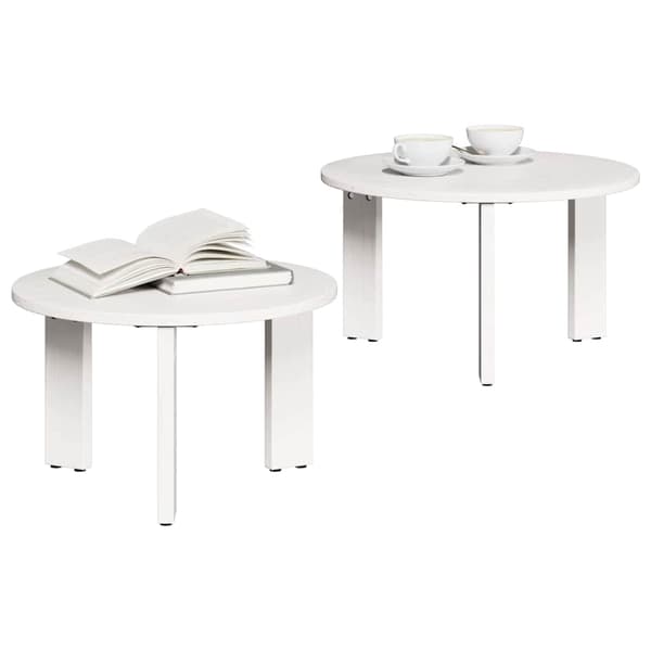 vidaXL Kaffeebord 2 pcs Vit Massivt tallträ