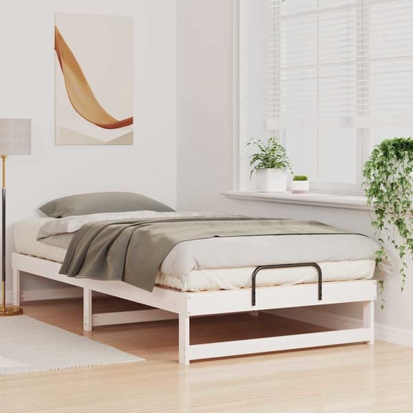 vidaXL Sängram Vit 100 x 210 cm Massiv furu