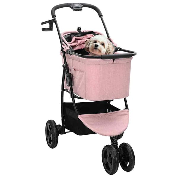 vidaXL Sammenleggbar kjæledyrvogn Rosa 78 x 54 x 101 cm Polyester
