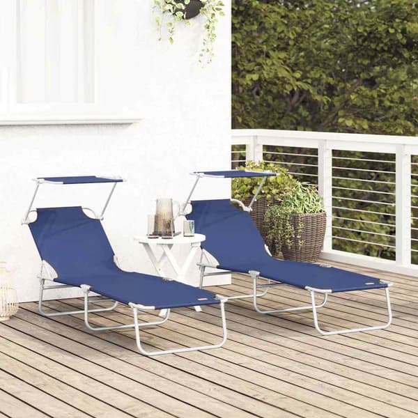 vidaXL Solstol 2 pcs Blå 58 x 188 x 77cm Polyester