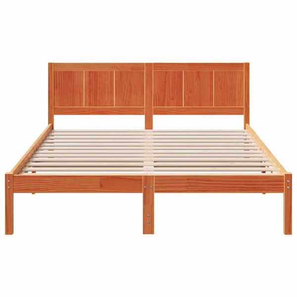 vidaXL Sängram Brun 150 x 200 cm Massivt tallträ