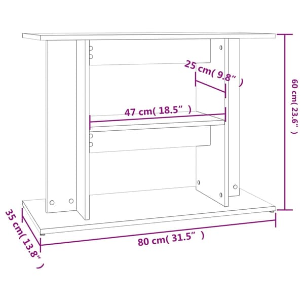 vidaXL Akvariestativ grå Sonoma 80x35x60 cm konstruert tre