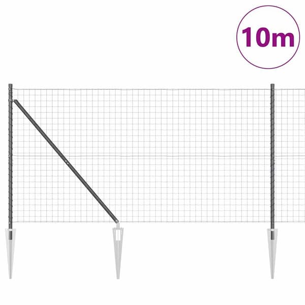 vidaXL Gjerde med stolpe Grå 1,2 x 10 m Stål og PVC