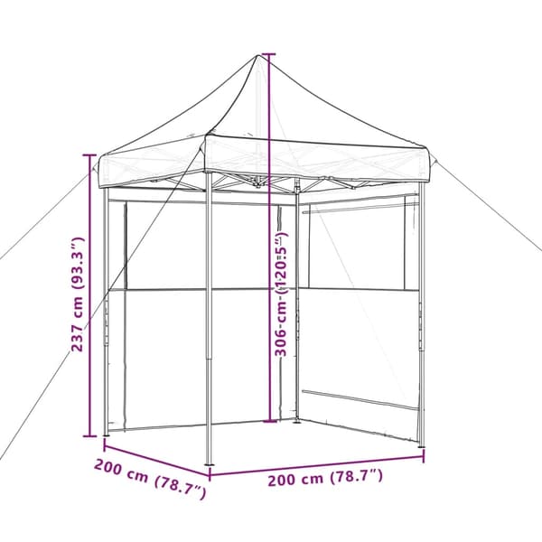 vidaXL Sammenleggbart partytelt pop-up med 2 sidevegger burgunder