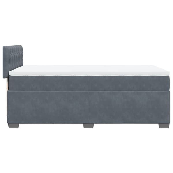 vidaXL Ramsäng med madrass mörkgrå 90x200 cm sammet